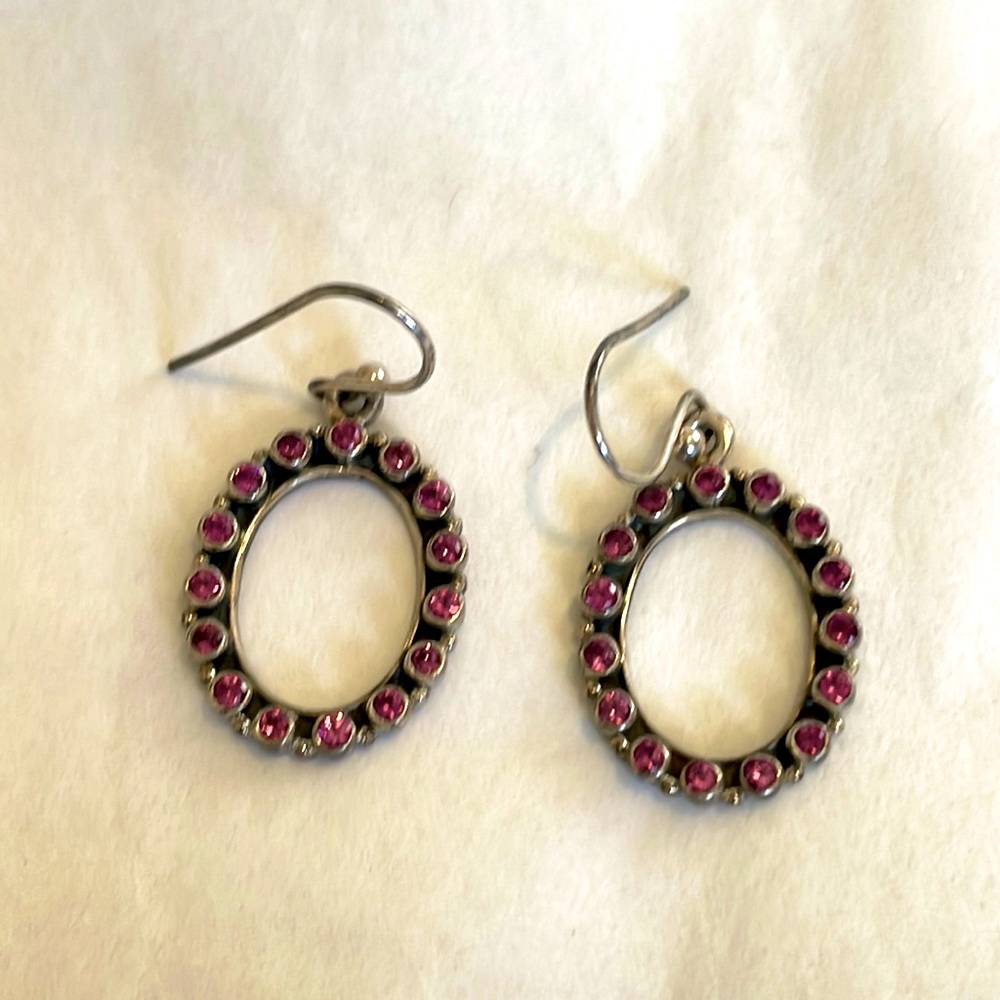 Ruby And Sterling Dangle Earrings - image 1